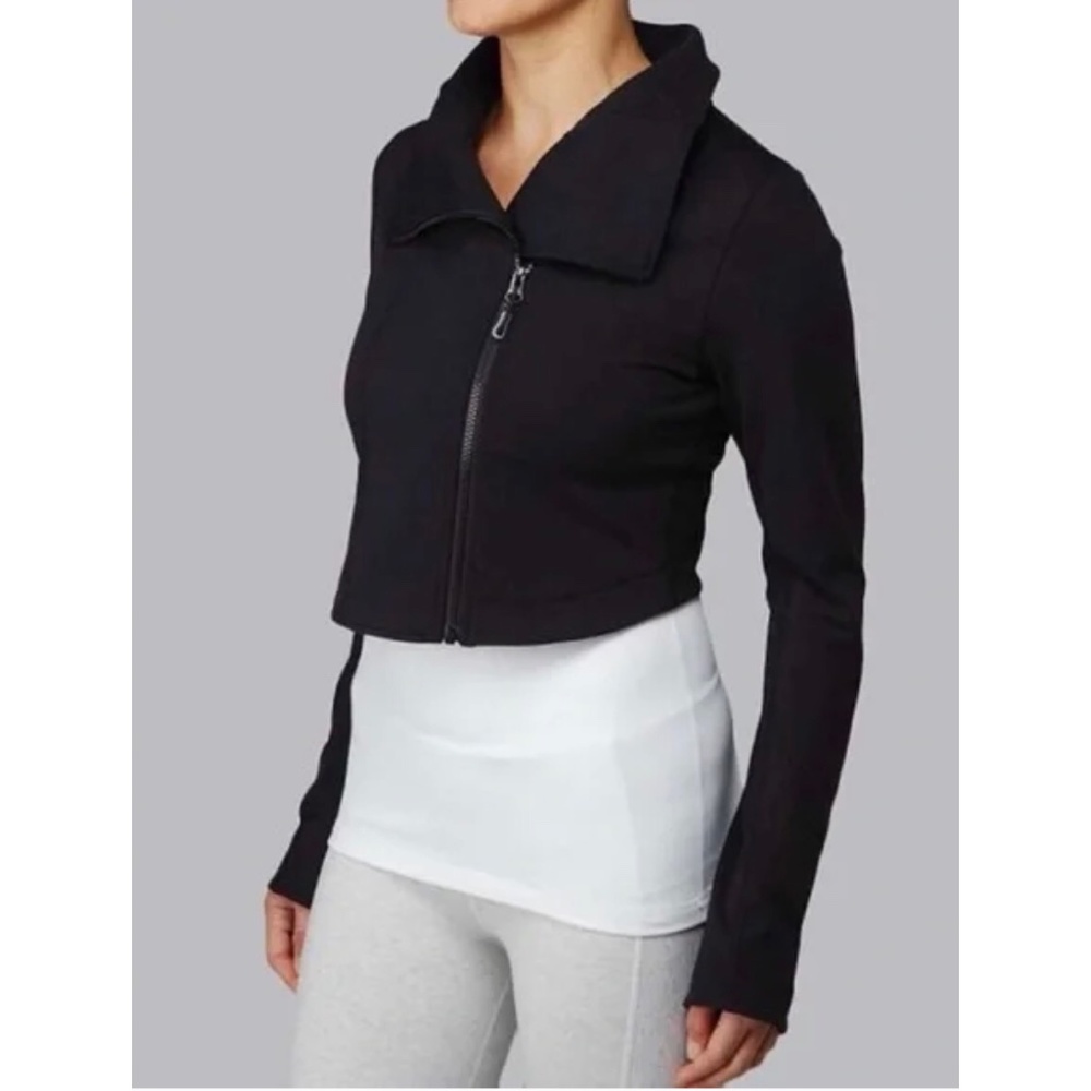 Lululemon Principal Cropped Asymmetrical Black Moto Jacket, size 6